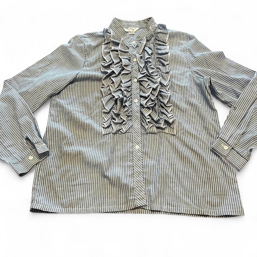 0115 Vintage Cheryl Tiegs Ruffle Button Down